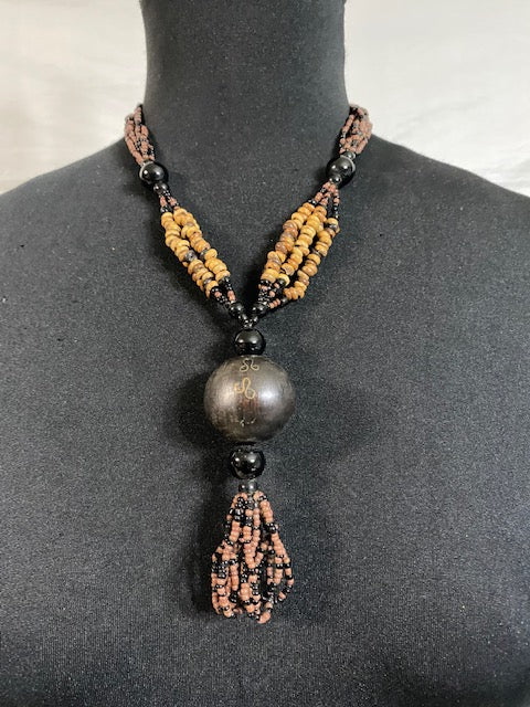 Brown Seed Ball Wood Necklace