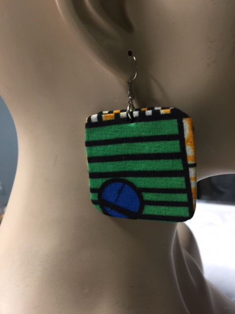 Fabric Square Earrings