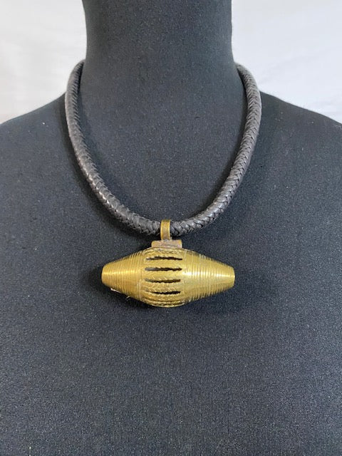 Bronze Pendant Leather Necklace