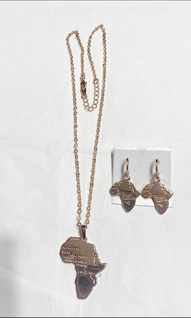 Chain African Pendant And Earrings  Necklace