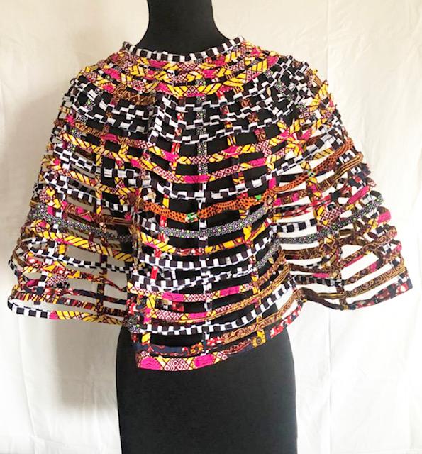 Ankara Necklace Big Fabric Gold Cape