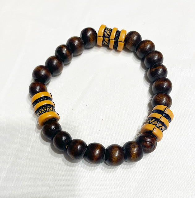 Slim Single Elastic Wood Bracelet