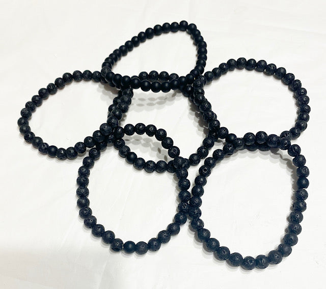 Black Trade Bead Stretch Bracelet