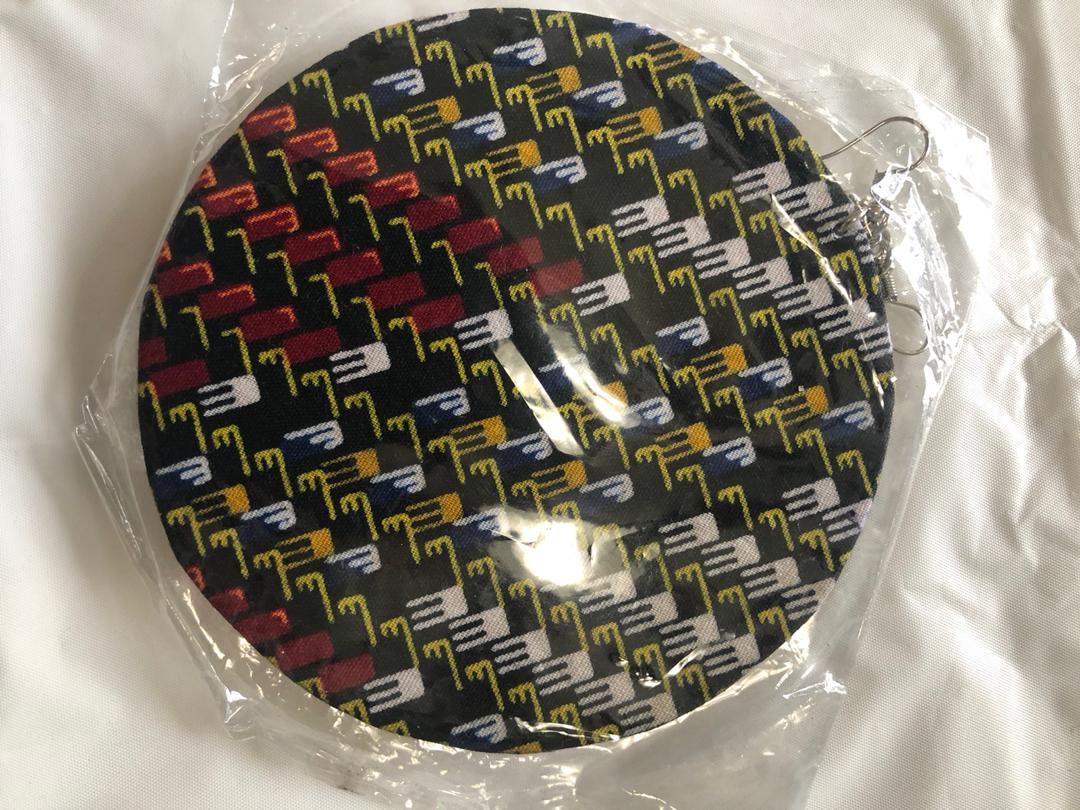 Fabric Circle Medium Earrings-4inches