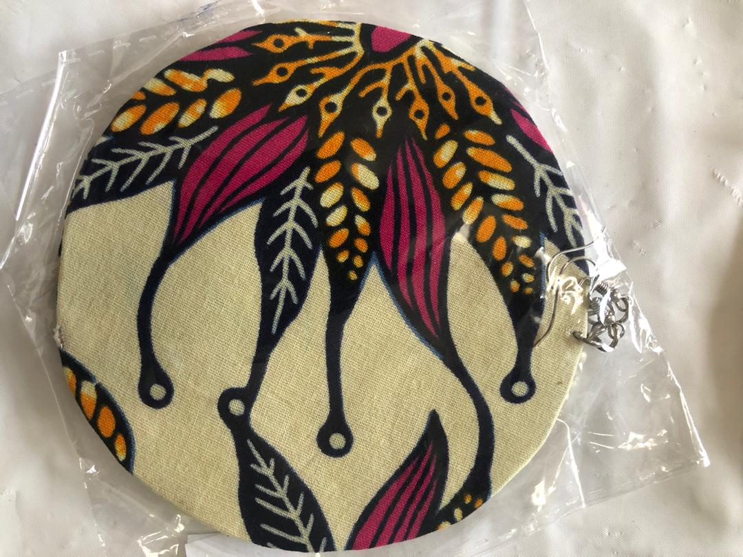 Fabric Circle Medium Earrings-4inches