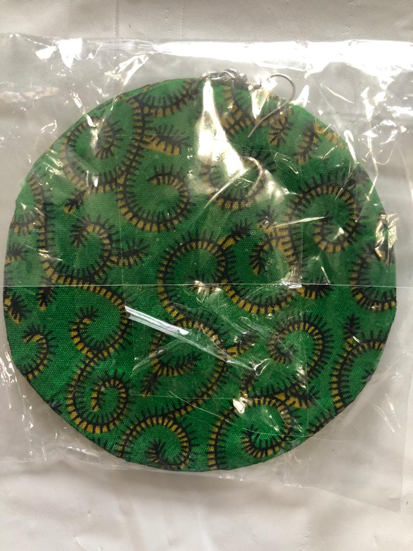 Fabric Circle Medium Earrings-4inches