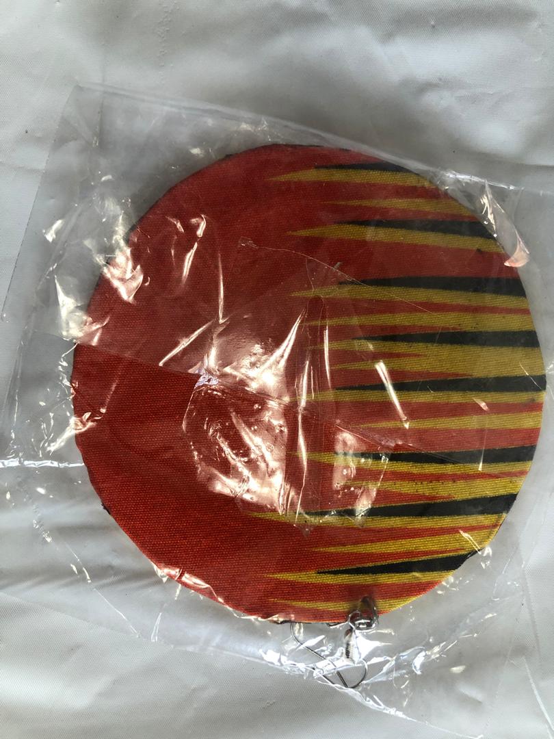 Fabric Circle Medium Earrings-4inches