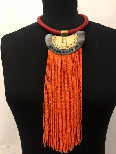 Leather Bone Drip Necklace