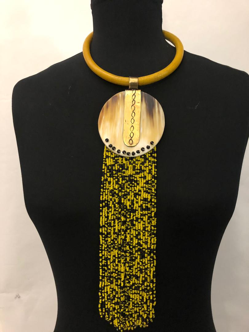 Leather Bone Drip Necklace