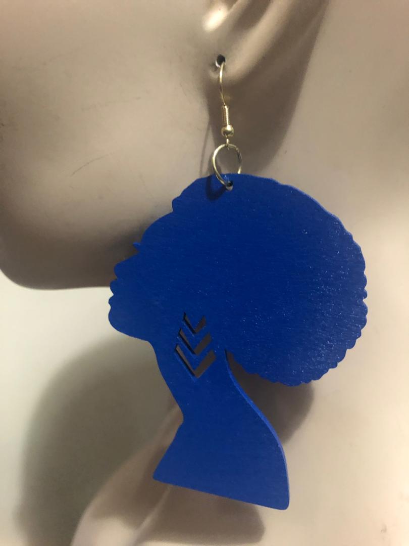 Head Carved Wood Earrings