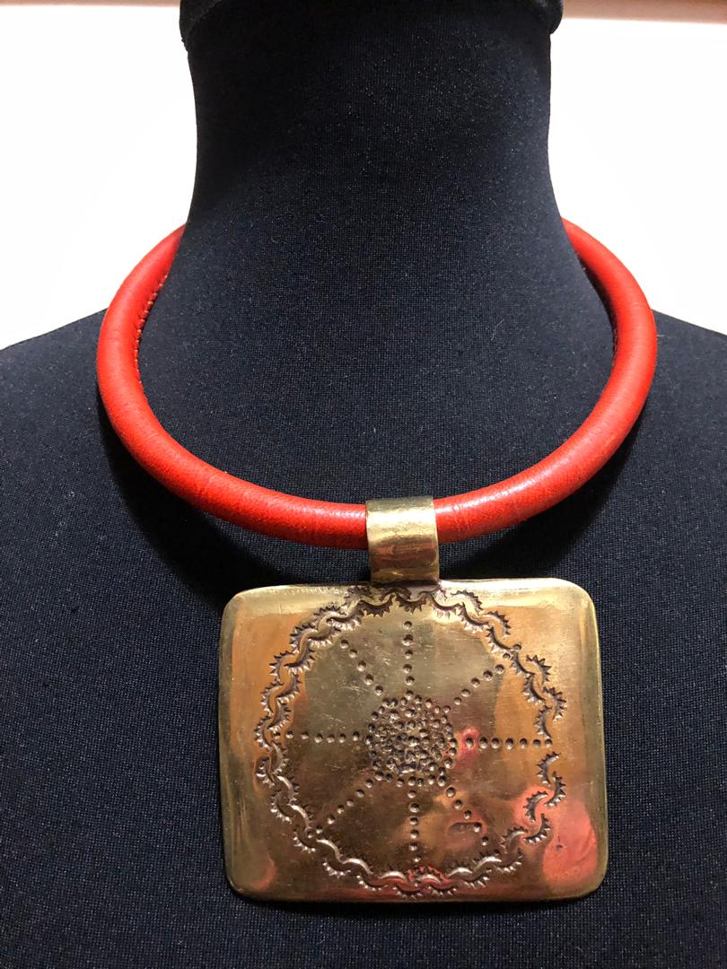 Leather Choker Bronze Necklace