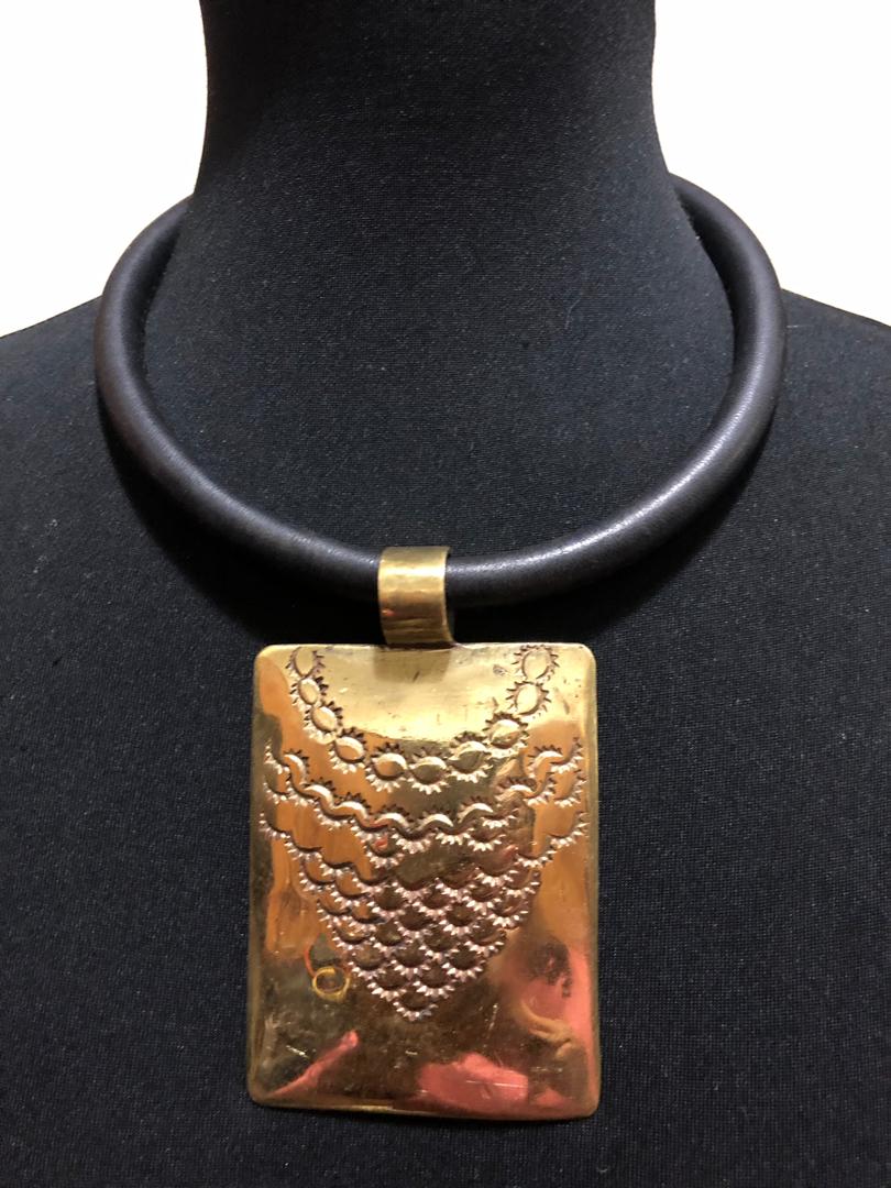 Leather Choker Bronze Necklace