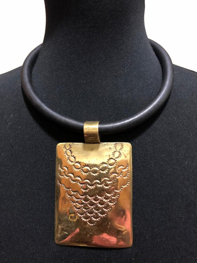 Leather Choker Bronze Necklace