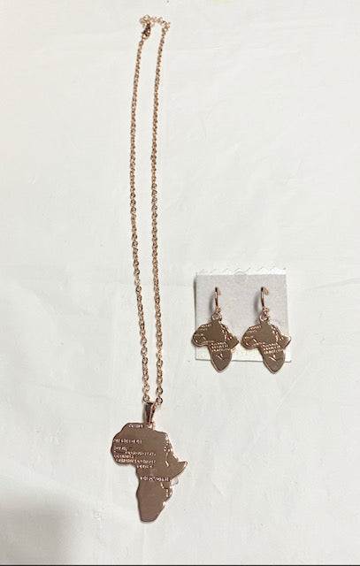 Chain African Pendant And Earrings  Necklace