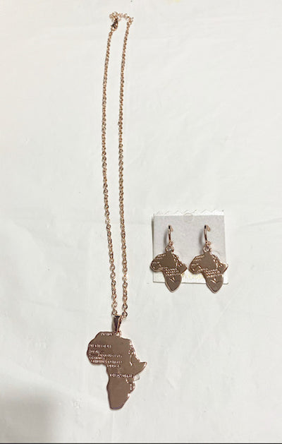 Chain African Pendant And Earrings  Necklace