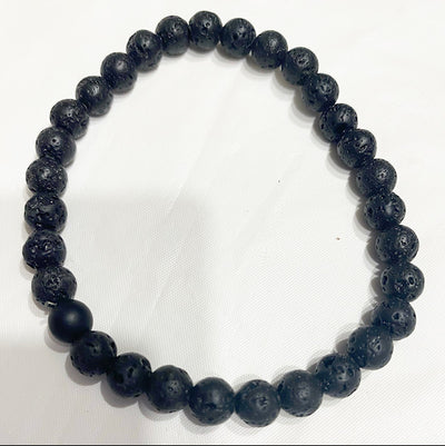 Black Trade Bead Stretch Bracelet