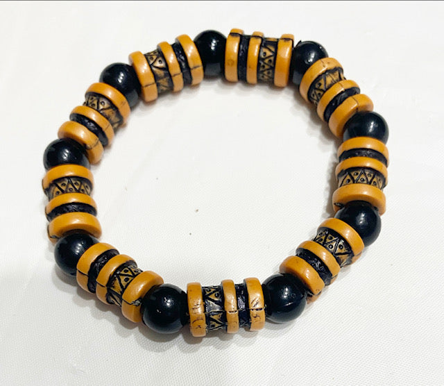 Slim Single Elastic Wood Bracelet