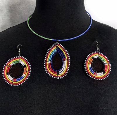 Heart Pendant Bead Choker Necklace