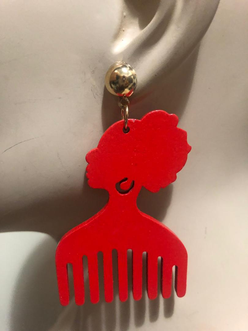 Head Combs Wood Earrings
