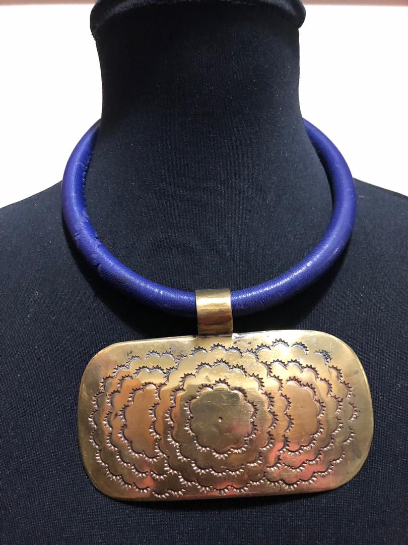Leather Choker Bronze Necklace