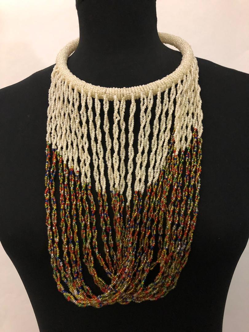 Fold Massai Bead Necklace and Earrings