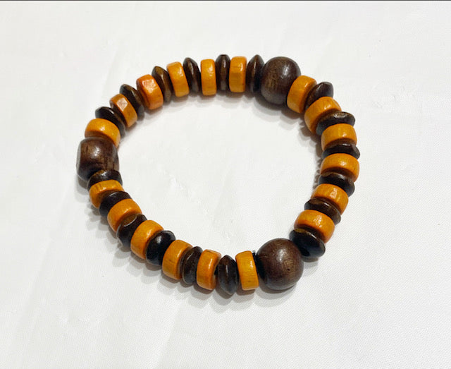 Slim Single Elastic Wood Bracelet