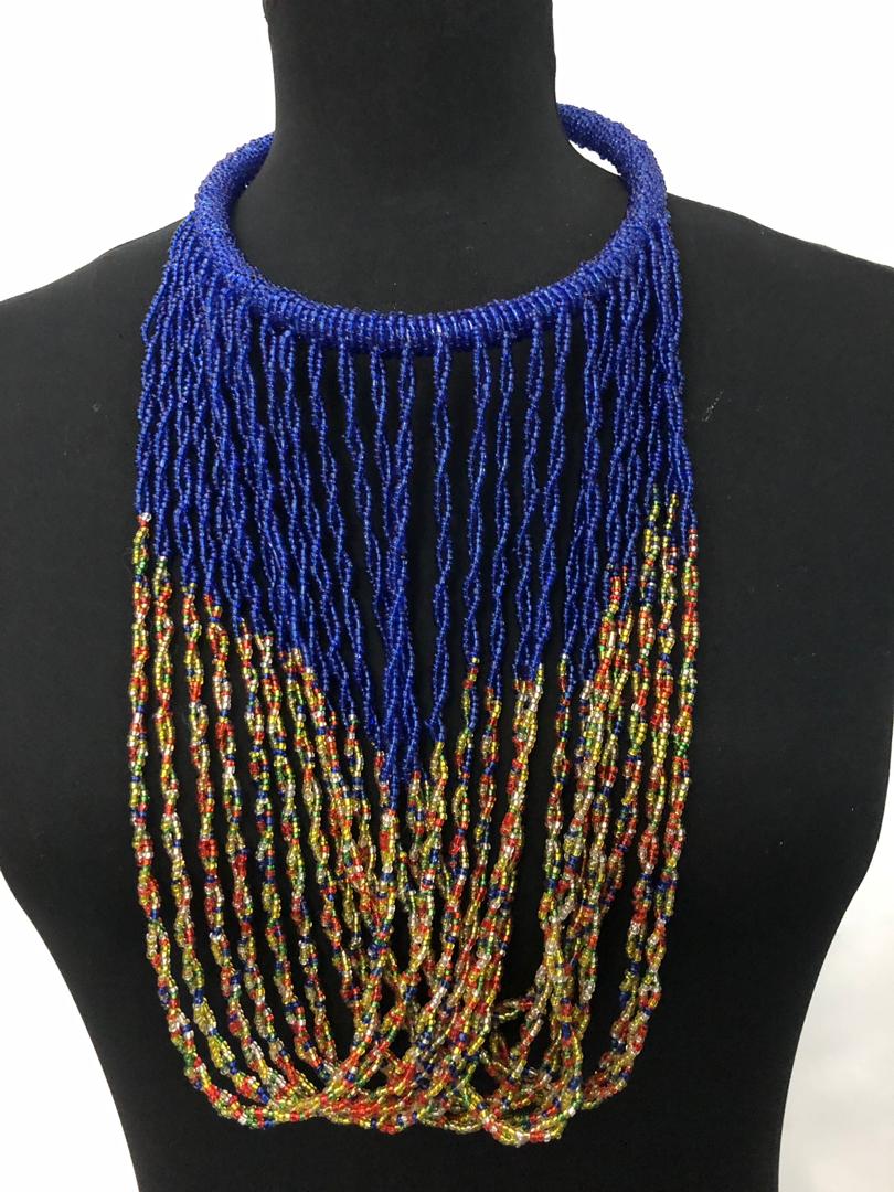 Fold Massai Bead Necklace and Earrings