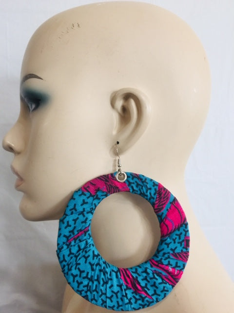 Fabric Blue Earrings And Bangles Blue Mix Set