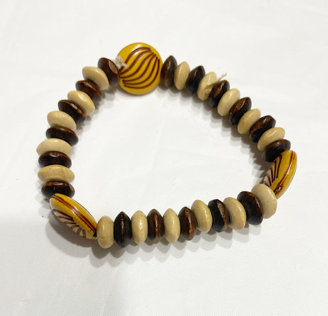 Slim Single Elastic Wood Bracelet