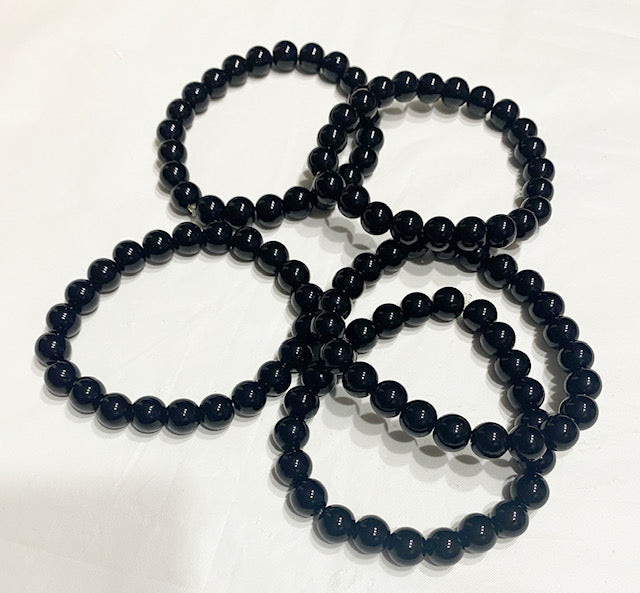 Black Trade Bead Stretch Bracelet