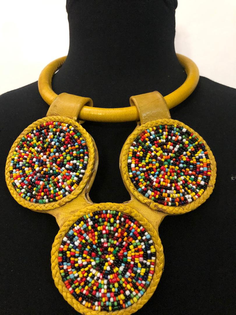 Leather Star Bead Necklace