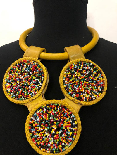 Leather Star Bead Necklace