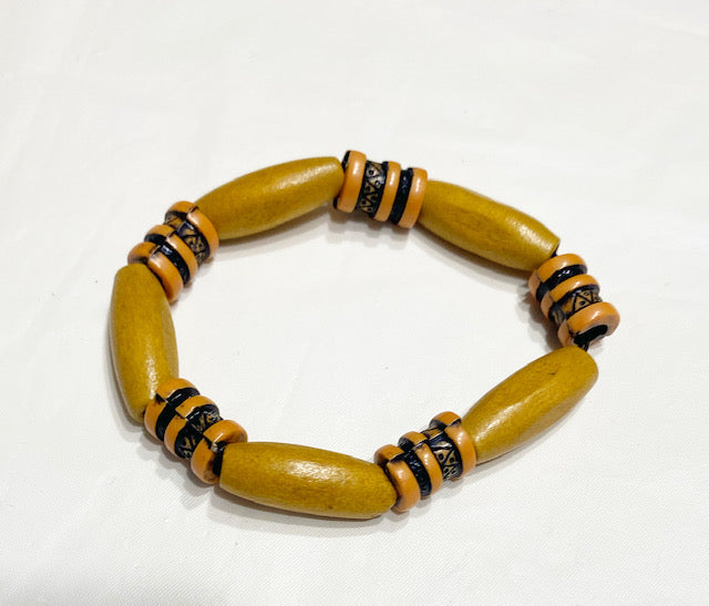 Slim Single Elastic Wood Bracelet