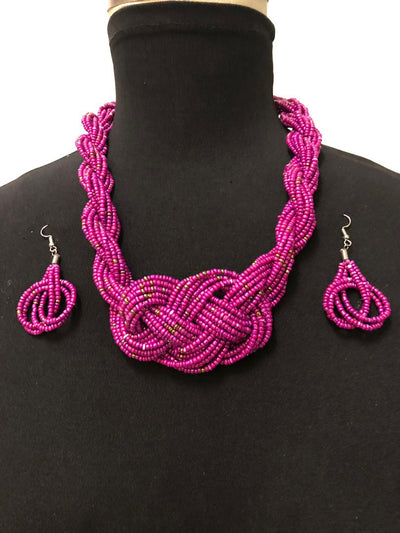 Bead Weaved Necklace And Earrings