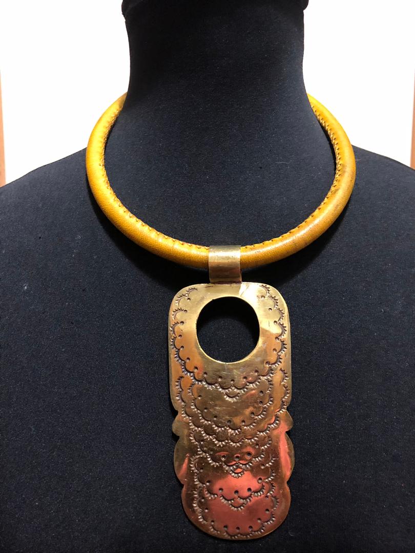 Leather Choker Bronze Necklace