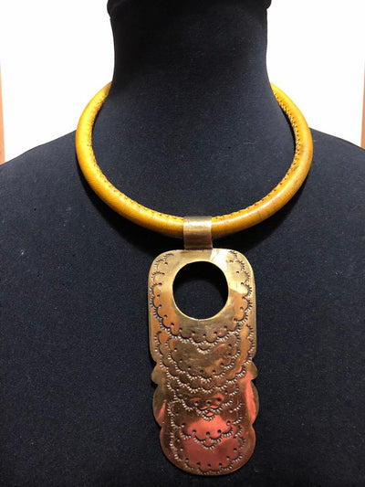 Leather Choker Bronze Necklace