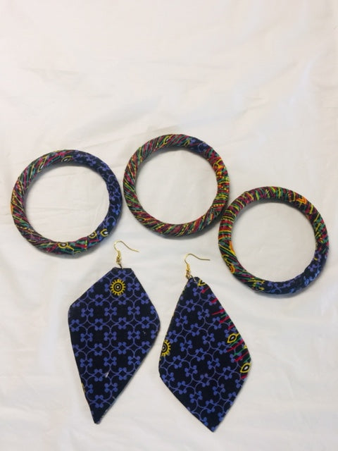 Fabric Tone Earrings And Bangles Set