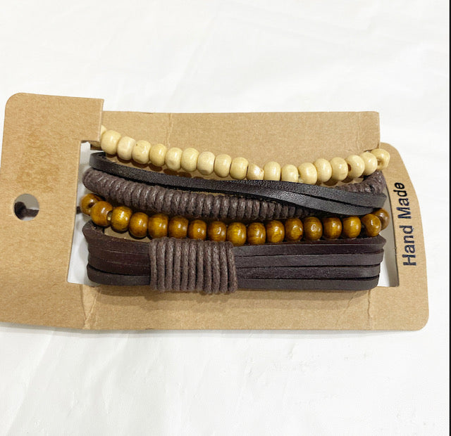 Leather 4-Piece Mix Bracelet set