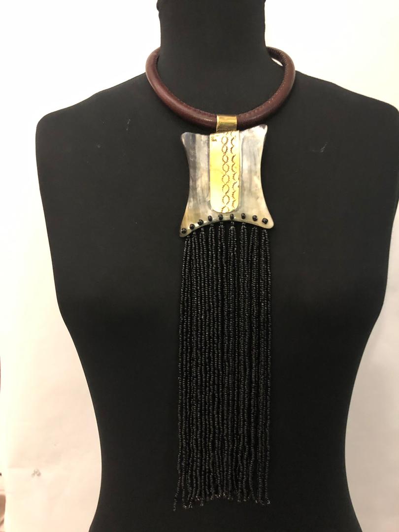 Leather Bone Drip Necklace