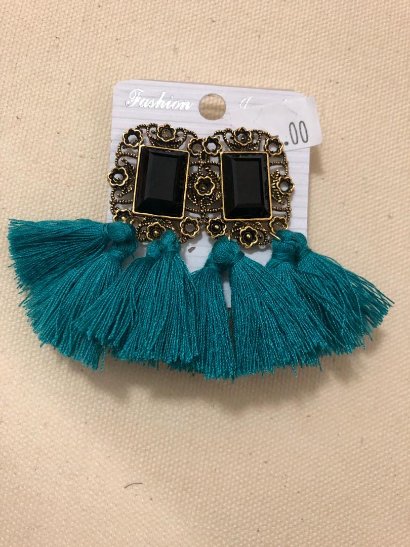 Glass Bead Clip Fringe Earrings