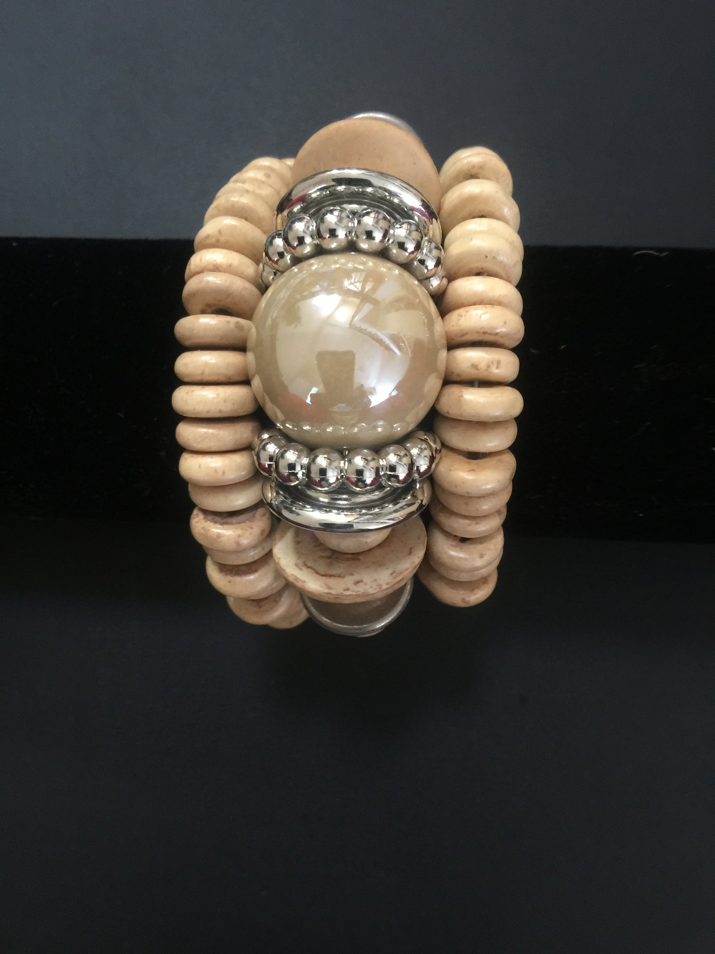 Gold Stretchy Ball Bead Wood bracelets