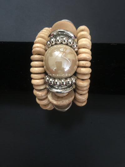 Gold Stretchy Ball Bead Wood bracelets