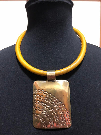 Leather Choker Bronze Necklace