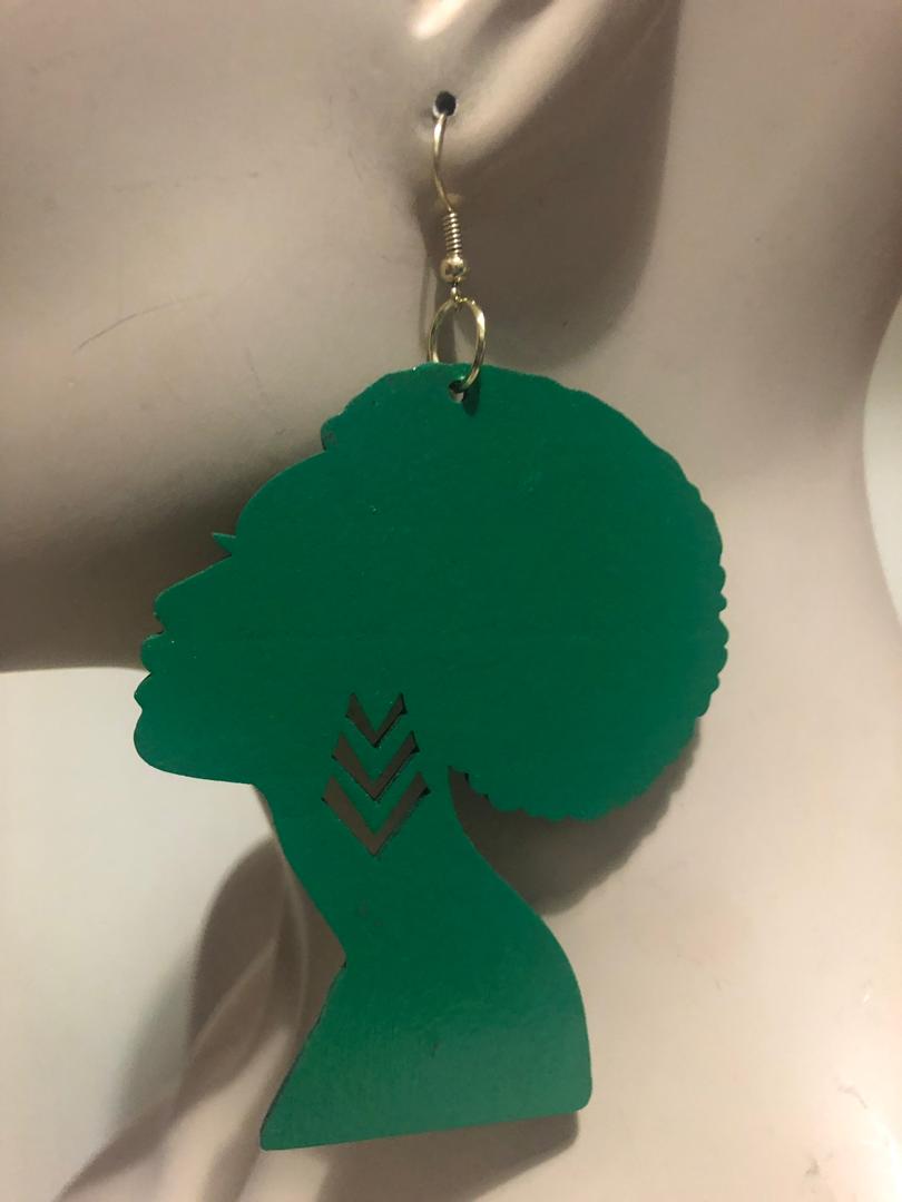 Head Carved Wood Earrings