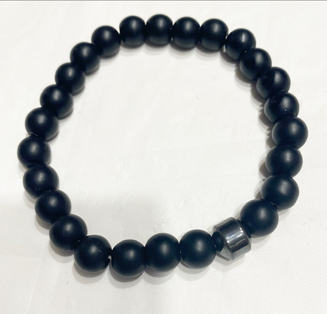 Black Trade Bead Stretch Bracelet