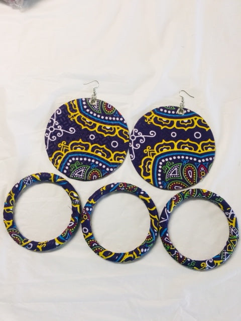 Fabric Earrings And Bangles Purple Set