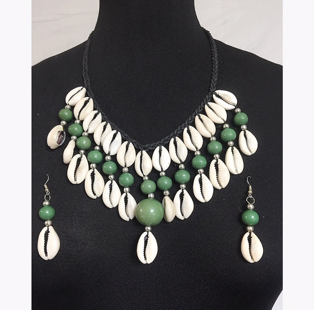 Cowry Moon Necklace And Earrings