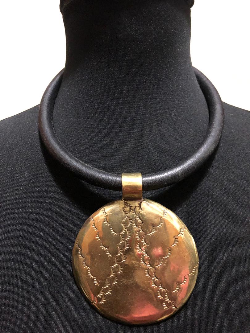 Leather Choker Bronze Necklace