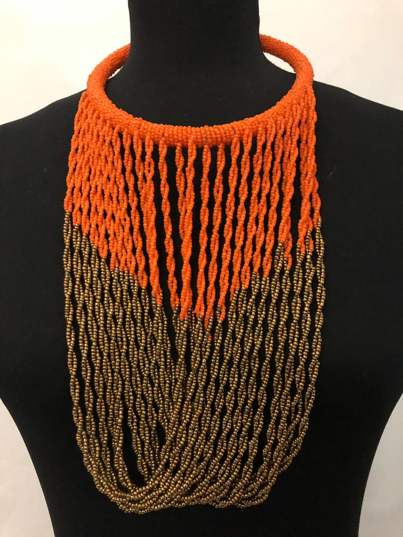 Fold Massai Bead Necklace and Earrings