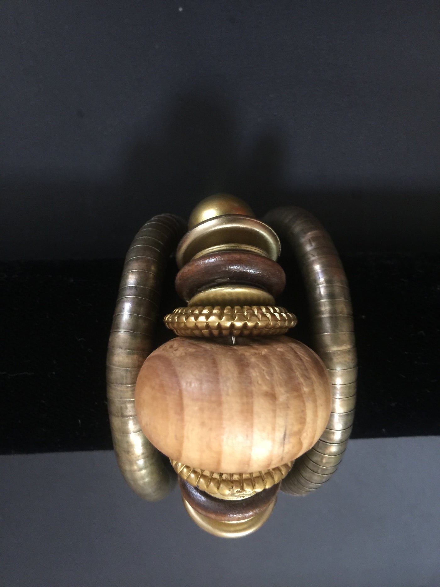 Gold Stretchy Ball Bead Wood bracelets